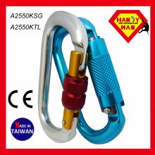 O geformte nützliche Twist Lock Aluminium Klettern Karabiner Made in Taiwan